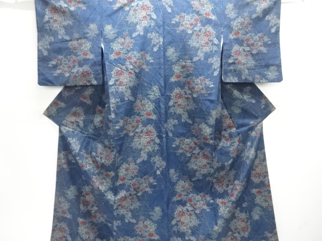 JAPANESE KIMONO / TOKAMACHI TSUMUGI / WOVEN FLOWER & PLANT 